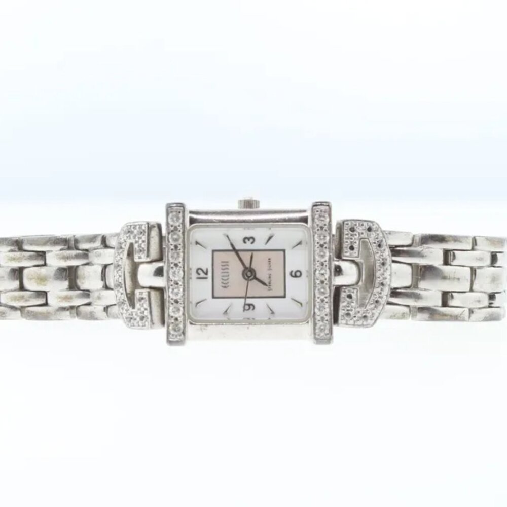 WOMEN'S STERLING SILVER 925 ECCLISSI WATCH 32375 DIAMOND BEZEL